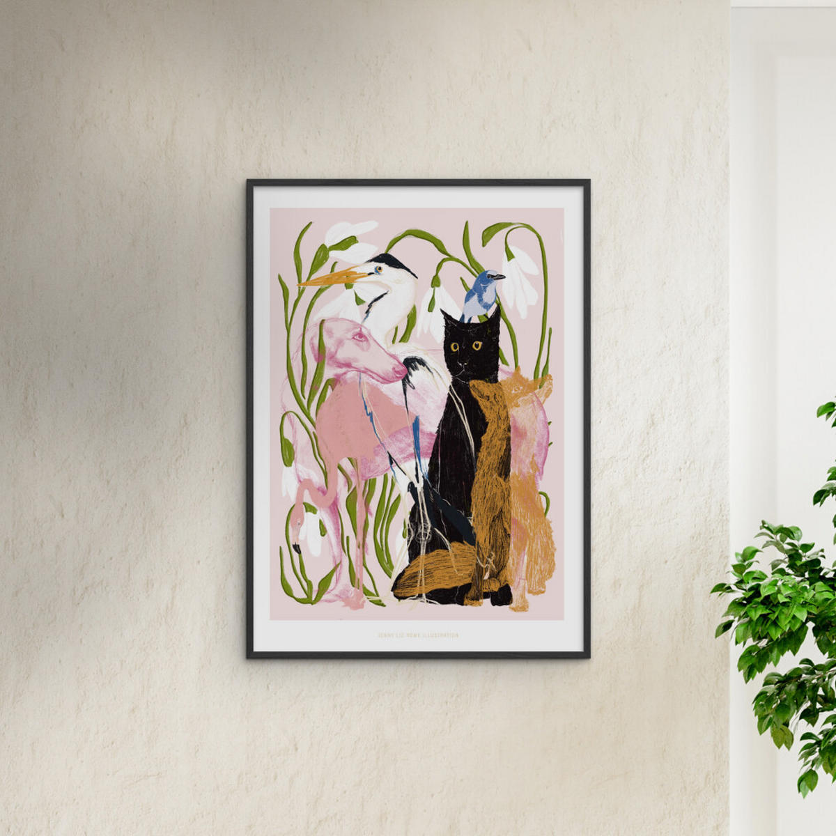 POSTER mit Rahmen Jenny Liz Rome - Collage of Animals - Multicolor/Schwarz, Holz/Papier (70/100cm) - Poster&Frame