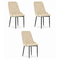 ESSZIMMERSTUHL 3er Set Beigefarbener Velours, gepolsterte Rückenlehne, bequeme Sitzfläche - Beige, Textil (43/94/43cm) - Best For Home