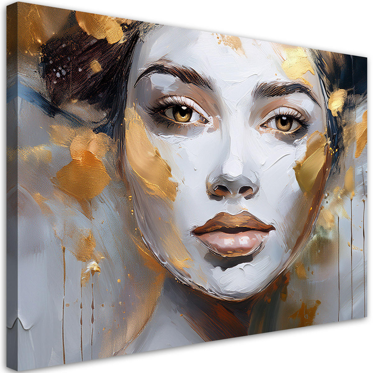 LEINWANDBILD Menschen & Charaktere 90x60cm - Goldfarben, Textil (90/60cm) - Feeby