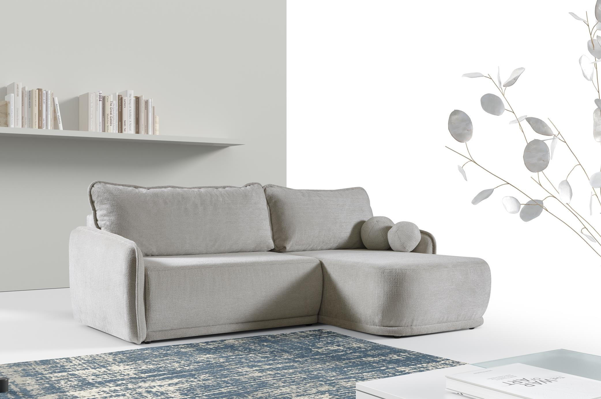 ECKSOFA Cloud Hellgrau, mit Schlaffunktion - Hellgrau, Textil (240/167cm) - Bettso
