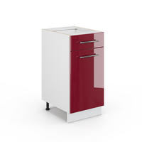 KÜCHENUNTERSCHRANK Fame-Line Bordeaux Hochglanz 40 cm ohne AP - Bordeaux/Weiß, Holzwerkstoff (40/82/52cm) - Vicco