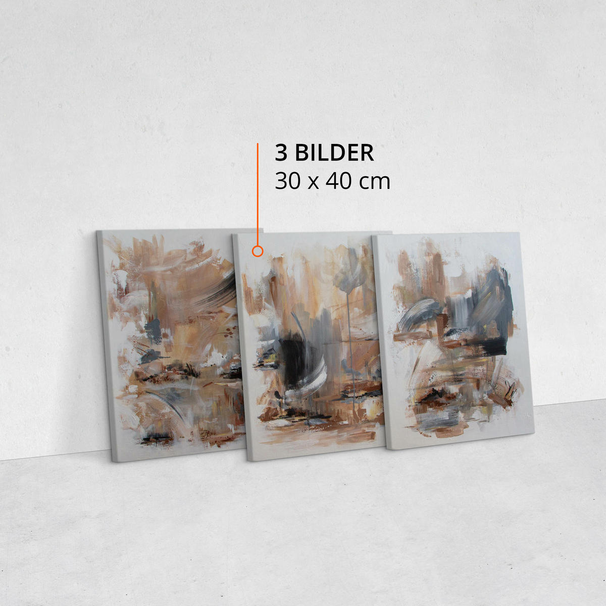 LEINWANDBILDER 3-es Set Moderne Kunst - Blau/Beige, Textil (90/40cm) - Muralo