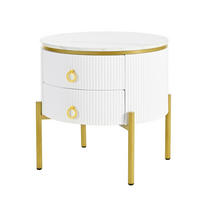 COUCHTISCH Marmor Schubladen Goldbeine modern Beistelltisch - Weiß, Holzwerkstoff (50/50/51cm) - FLIEKS