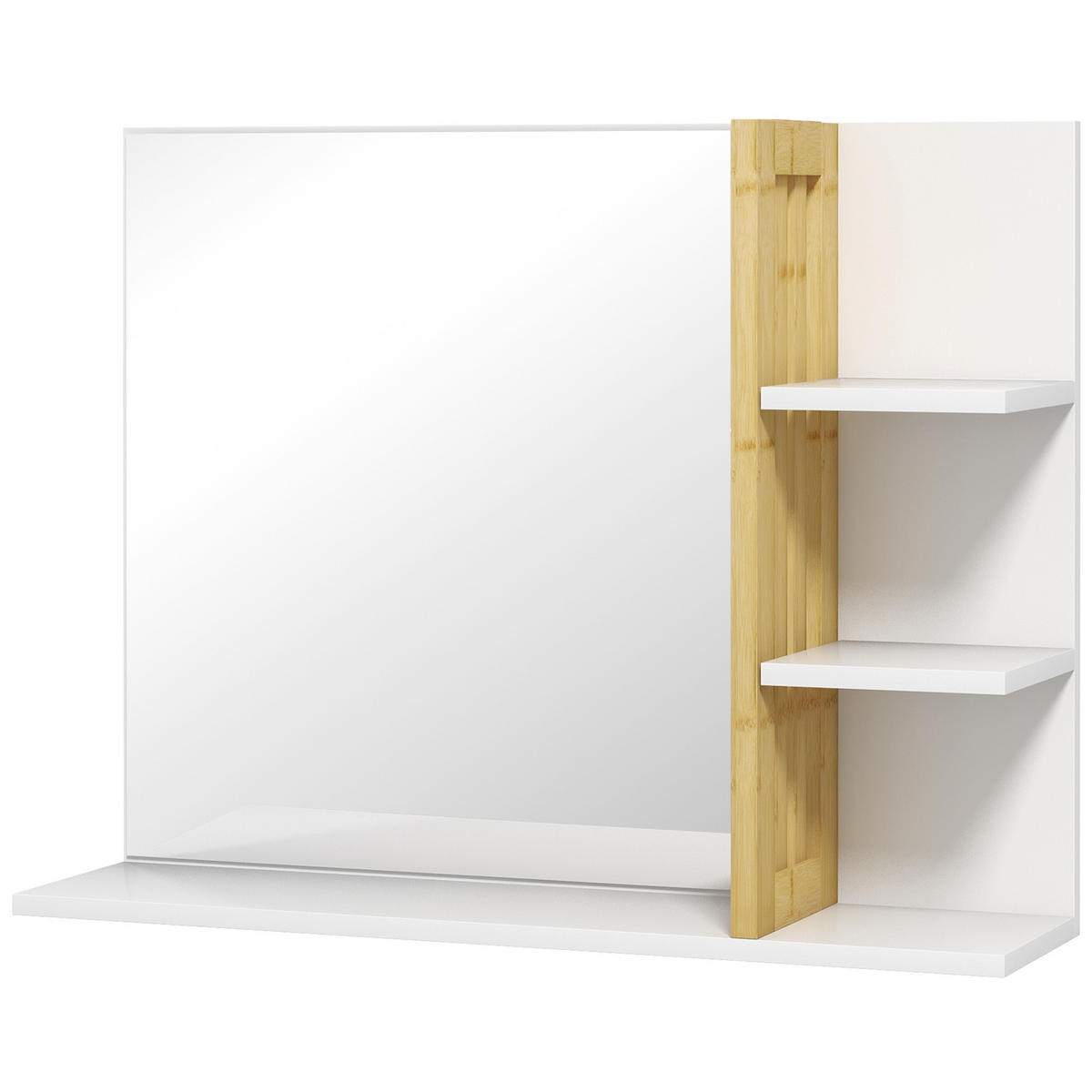 BADEZIMMERSPIEGEL DE-15190 mit 3 Seitenablagen und unterer Ablage Weiß - Weiß, Holzwerkstoff (15/58.5/45cm) - ComfortXL