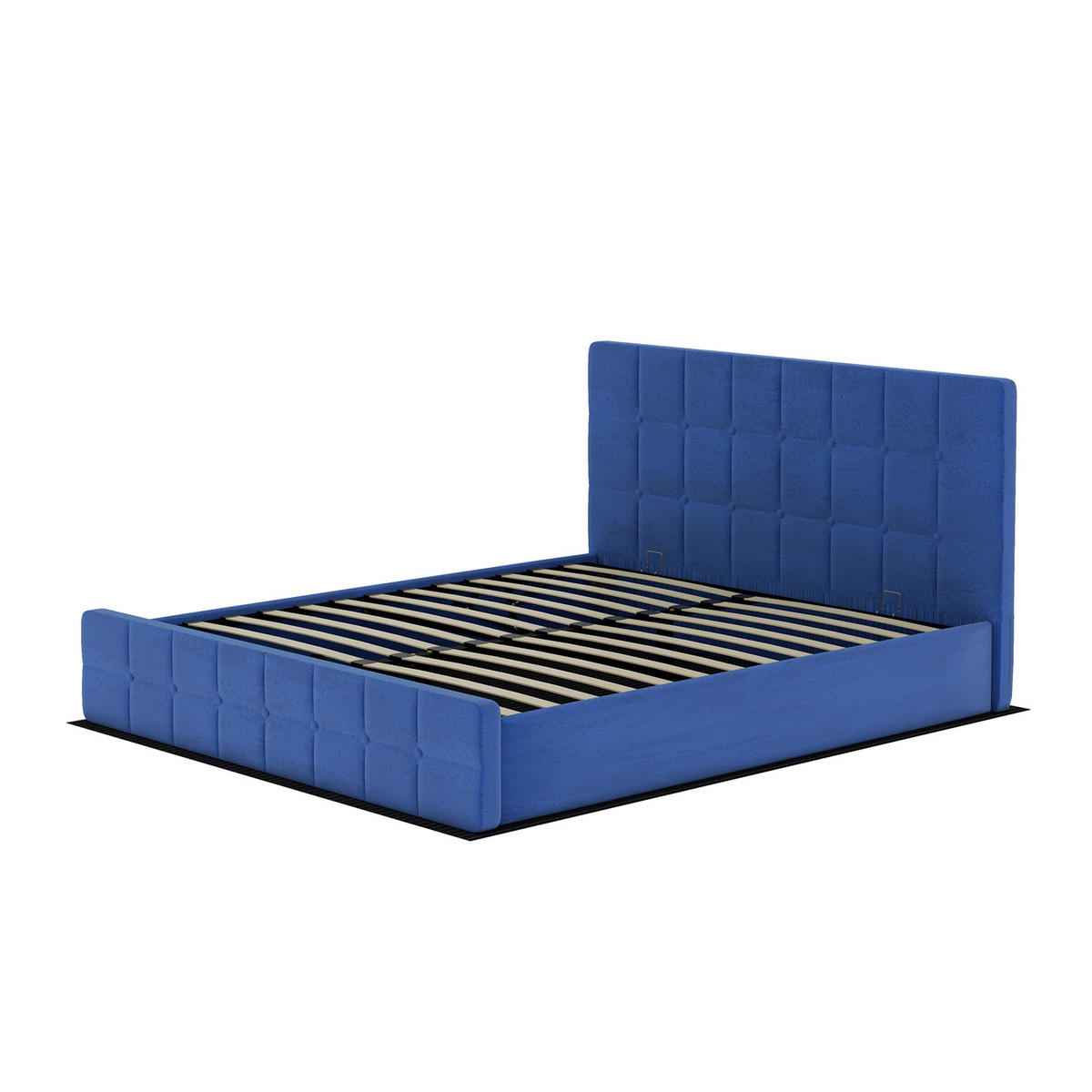 BETT mit gepolstertem Kopfteil 160x200 cm Blau - Blau, Metall (160/200cm) - Meubliv
