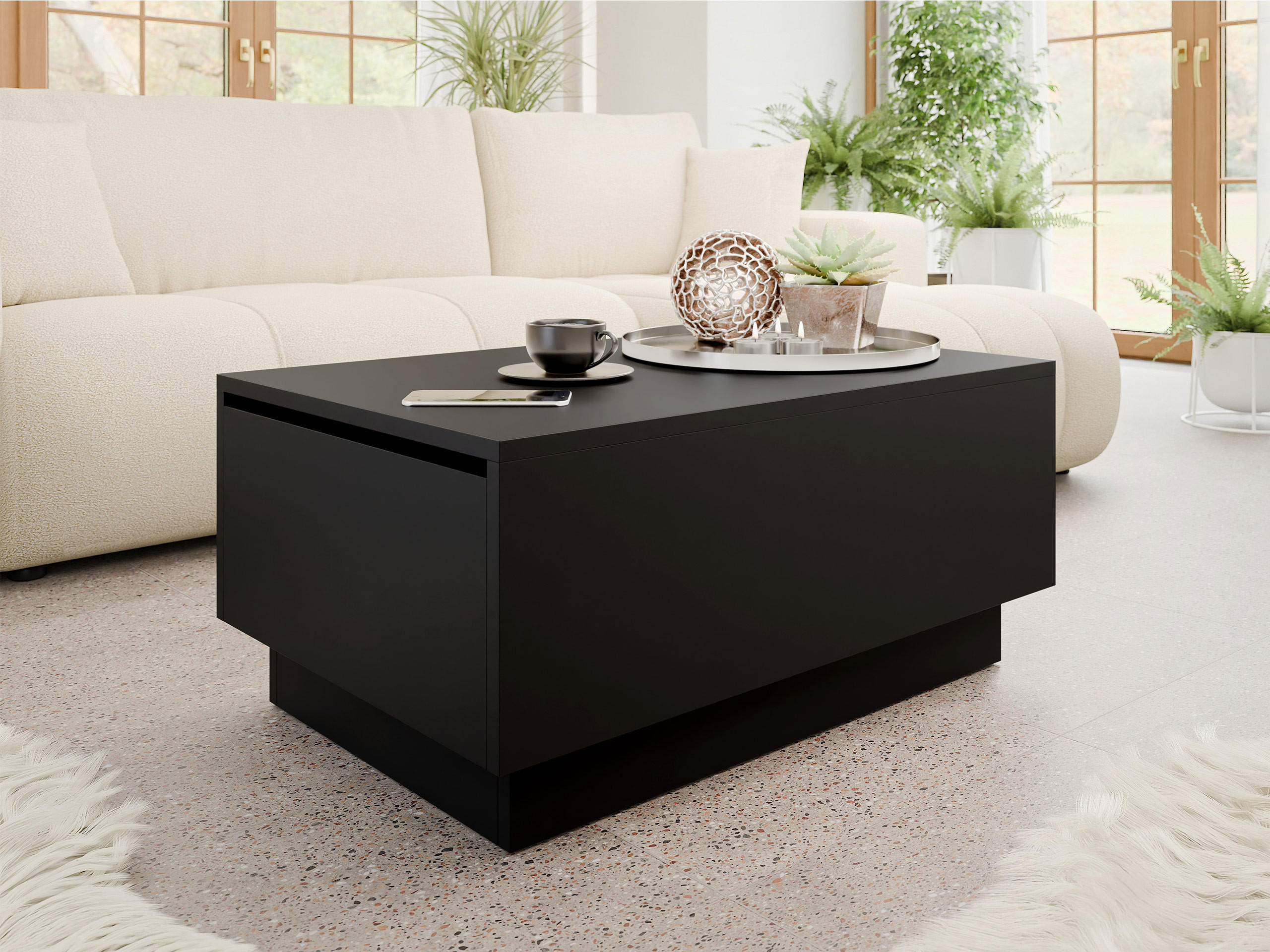 COUCHTISCH Moon 90x60 - Schwarz, Holzwerkstoff (60/90/40cm) - MIRJAN24