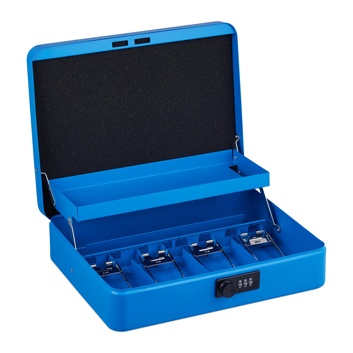 GELDKASSETTE Euro-Münzbrett - Blau, Kunststoff/Metall (30.5/8.5/25cm) - Relaxdays