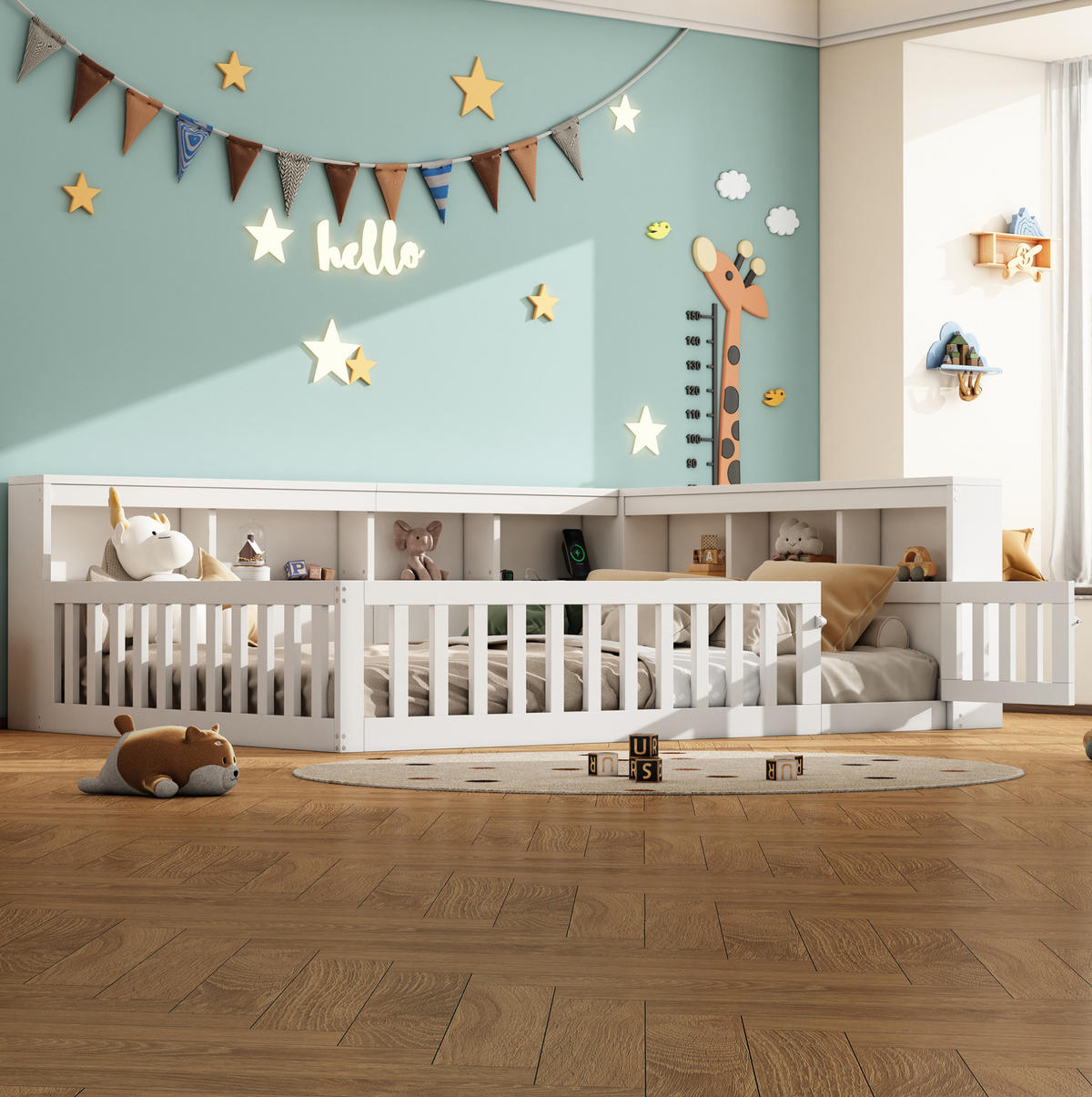 KINDERBETT Tagesbett 140/190 cm aus Spanplatte und MDF mit USB, Steckdose und Stauraum Weiß - Weiß, Holzwerkstoff (140/190cm) - Modenvie
