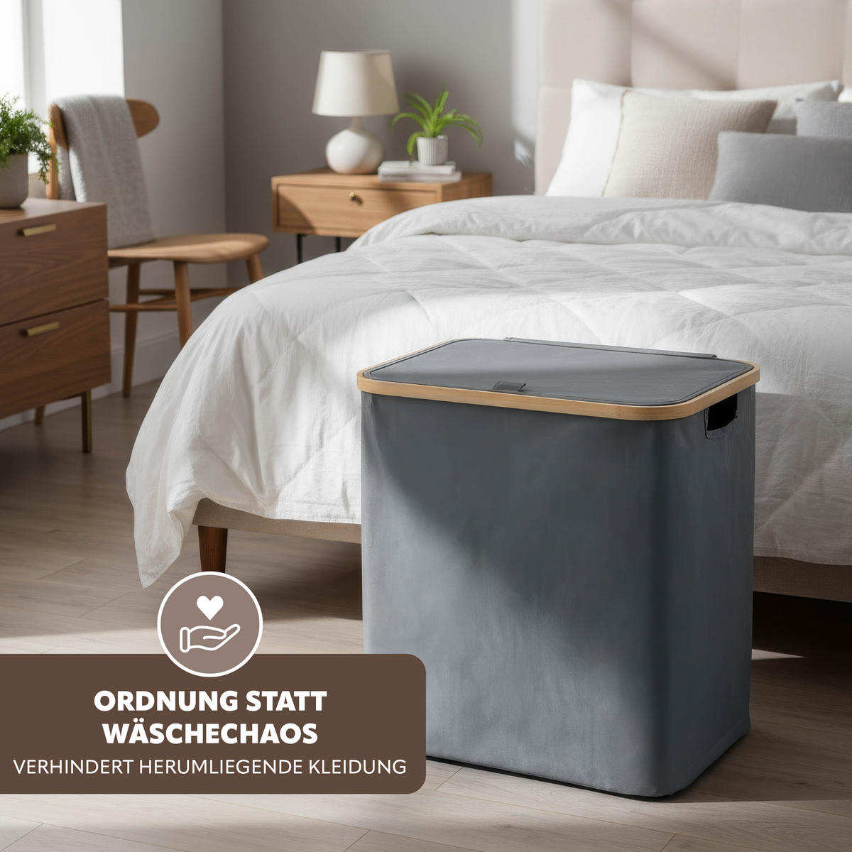 WÄSCHESAMMLER 60 Liter, grau - Grau, Textil (41/45.5/33cm) - bremermann