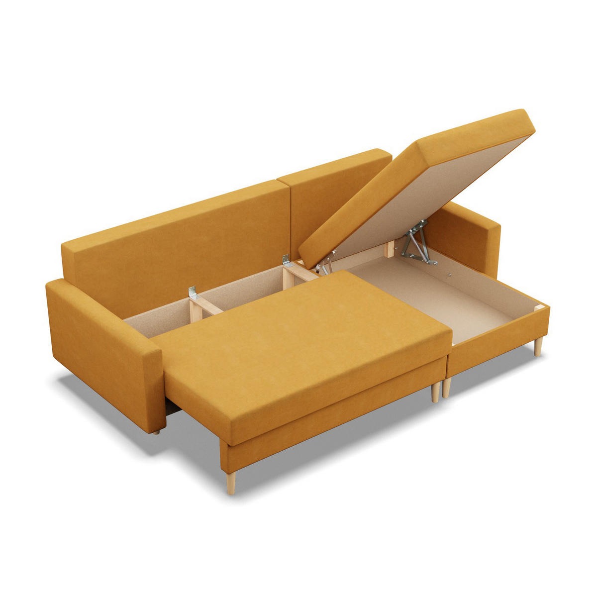 ECKSOFA MIT SCHLAFFUNKTION BLANK, Gelb - Gelb, Textil (223/140cm) - Mebligo