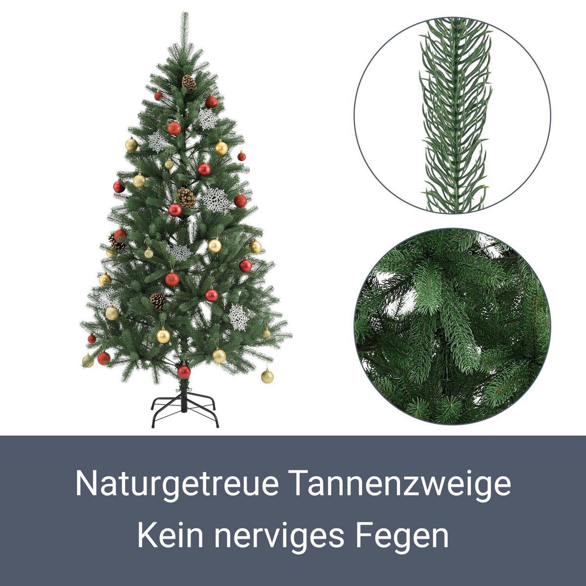 KÜNSTLICHER WEIHNACHTSBAUM Talvi 180 cm mit Metallständer - Grün, Kunststoff (180cm) - Juskys