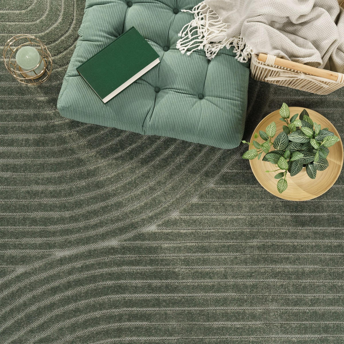 OUTDOORTEPPICH Ethno Grün Ø 120 cm - Grün, Kunststoff (120/120cm) - TT Home