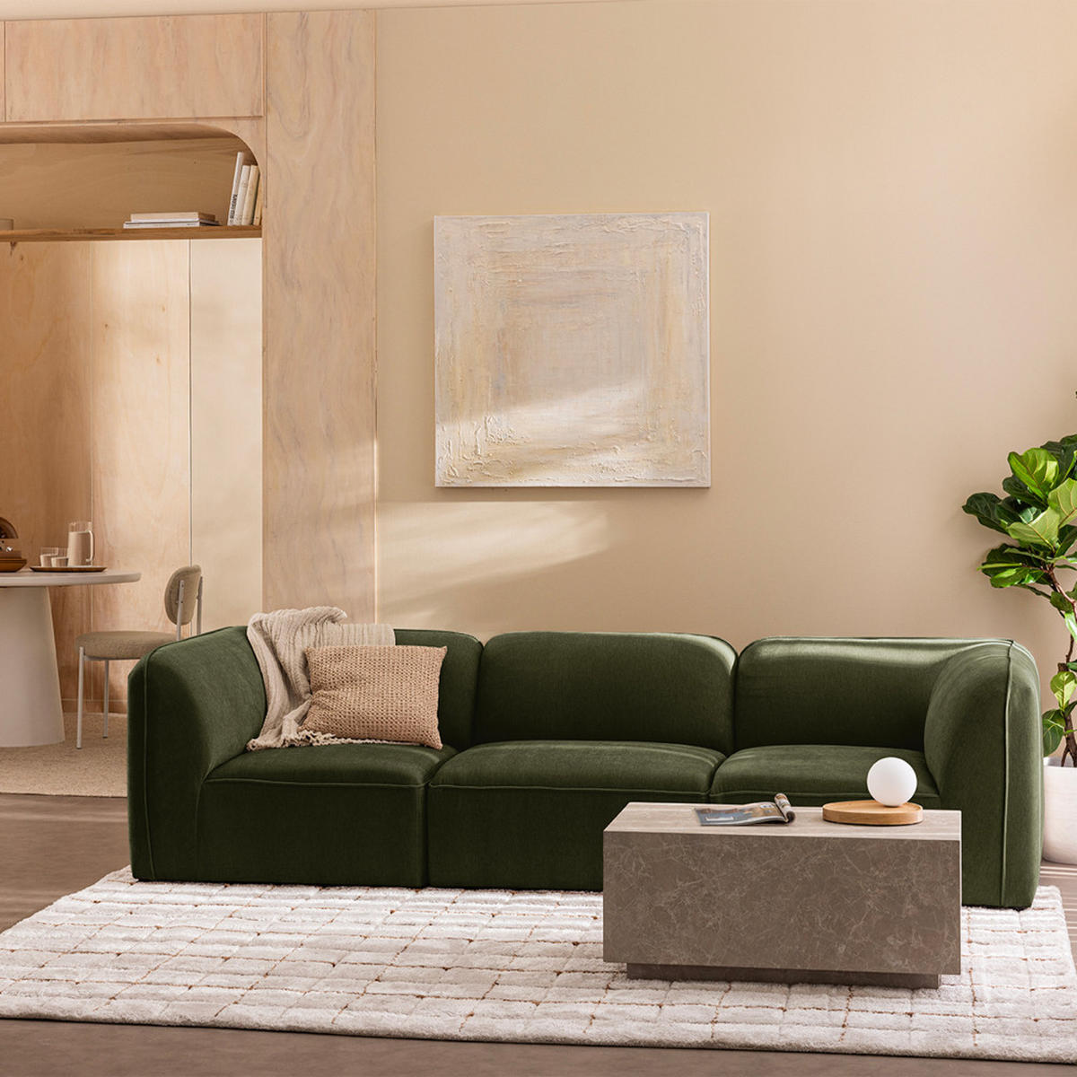 SITZSESSEL für modulare Stoffsofas - NOOR - Grün - Grün, Textil (97/71/91cm) - Drawer