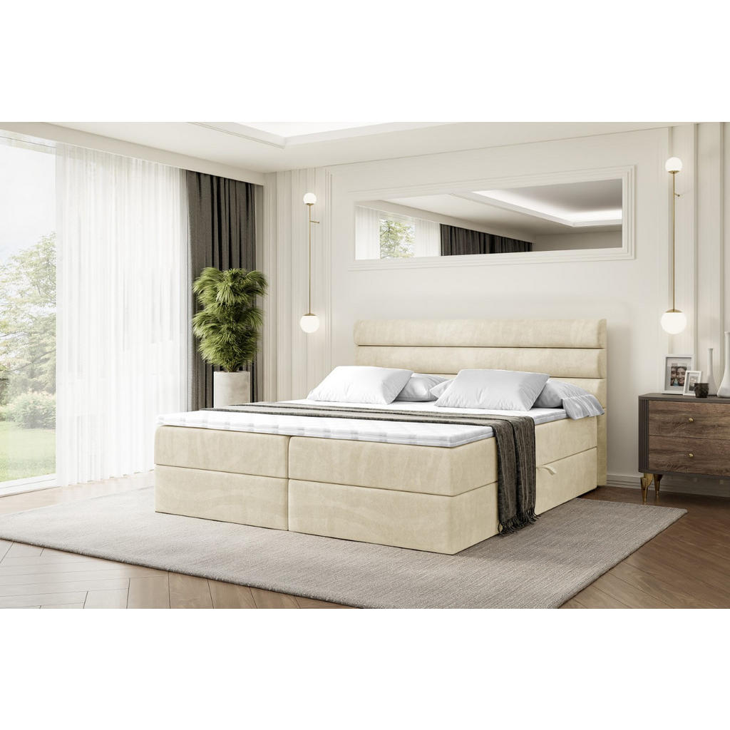 Thumbnail - Altdecor Boxbett, Beige, Holzwerkstoff, Höhe ca. 20 cm, 140x200 cm, Schlafzimmer, Betten, Boxspringbetten