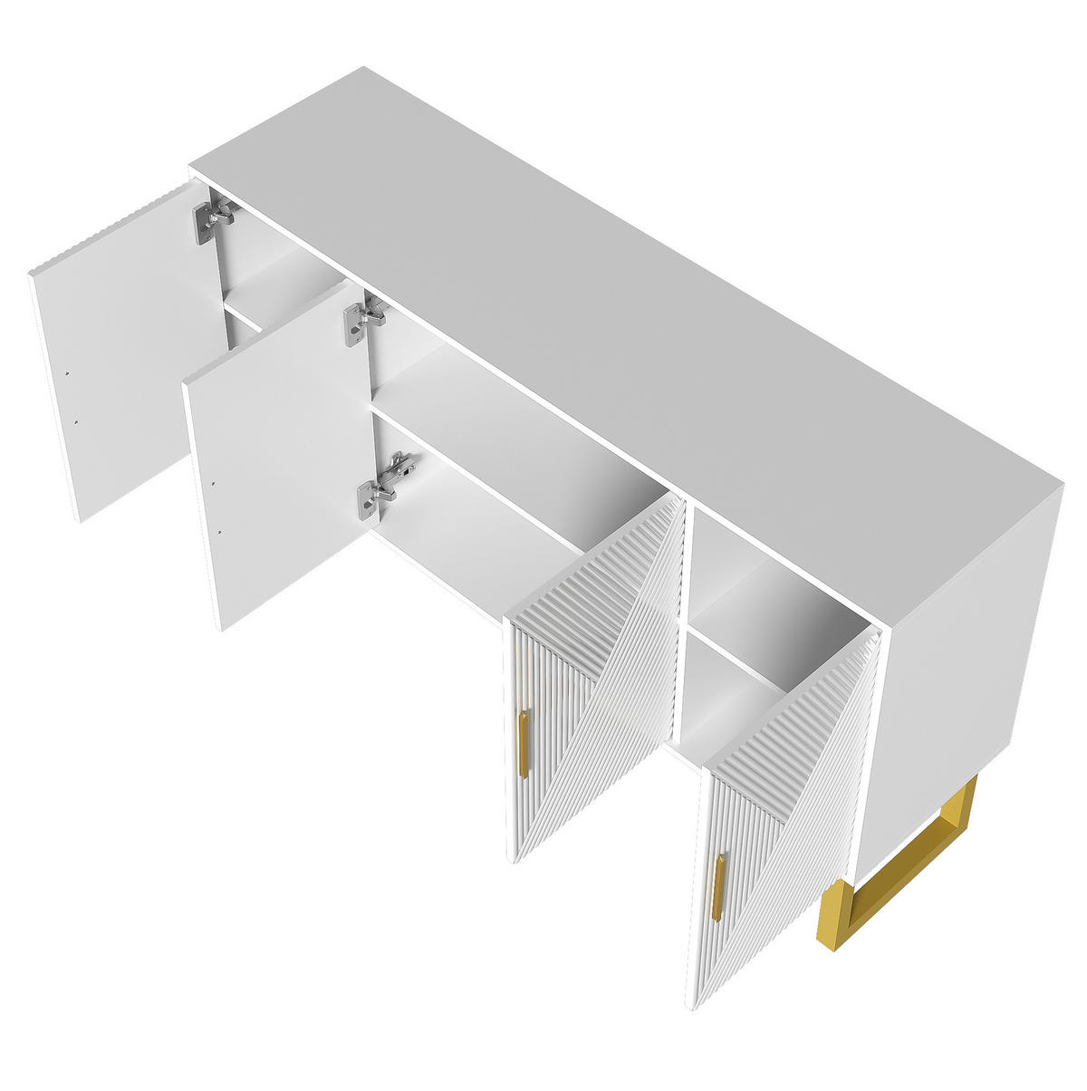 SIDEBOARD 150/40/82 cm in Weiß Hochglanz mit 4 Türen & verstellbaren Einlegeböden - Weiß, Holzwerkstoff (150/82/40cm) - BEAOK