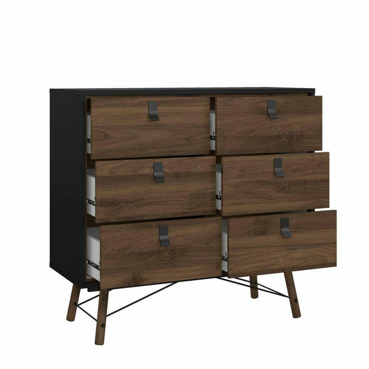 KOMMODE Schwarz, Nussbaum 40.1/101.8/94.8 cm - Schwarz, Holzwerkstoff (101.8/94.8/40.1cm) - DMORA