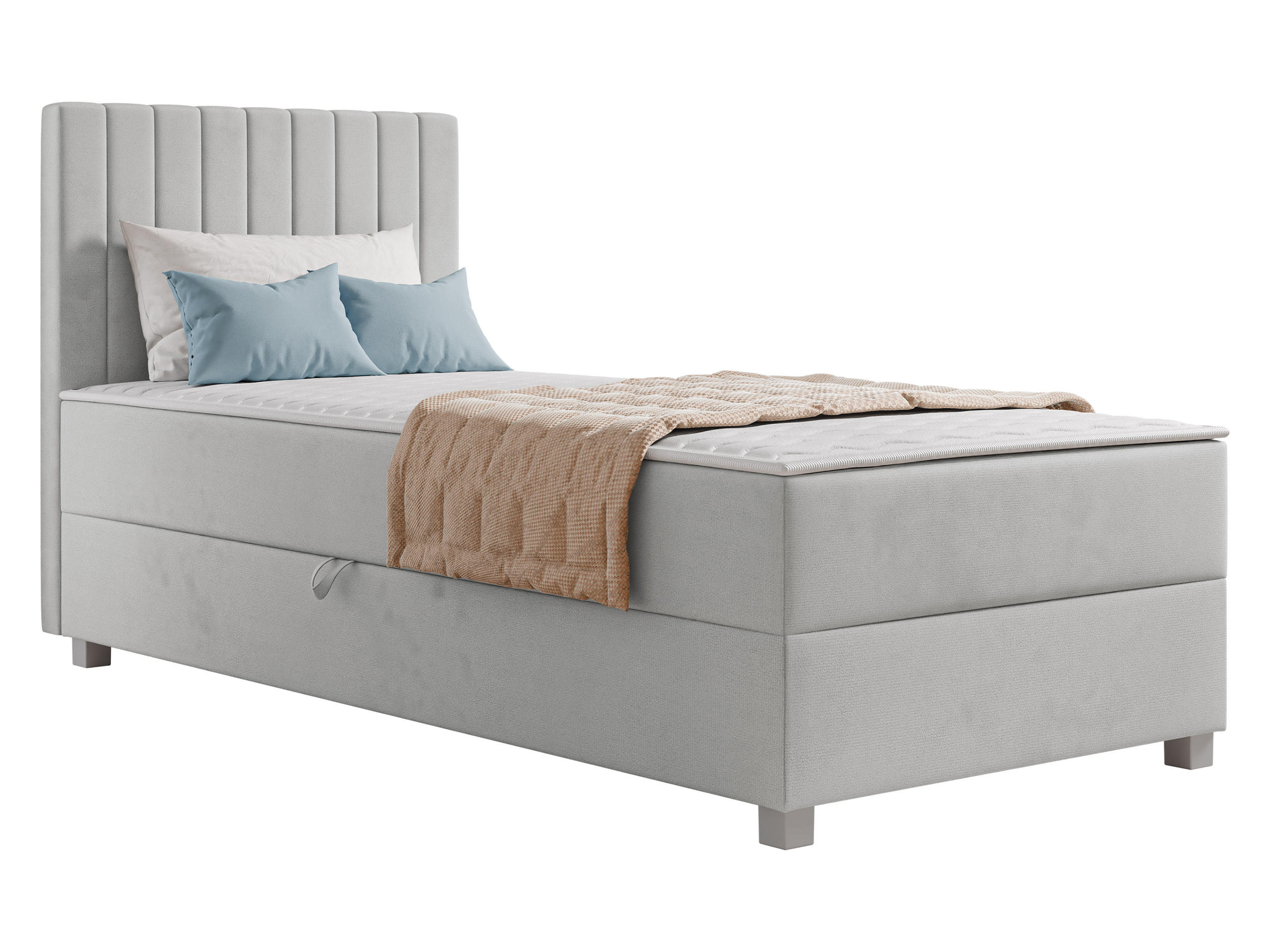 BOXBETT Viki - Silberfarben/Hellgrau, Holzwerkstoff/Kunststoff (90/200cm) - MIRJAN24