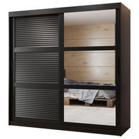 SCHWEBETÜRENSCHRANK 200/180/62 2-türig - Schwarz, Holz/Kunststoff (180/200/62cm) - MÖBEL KRYSPOL