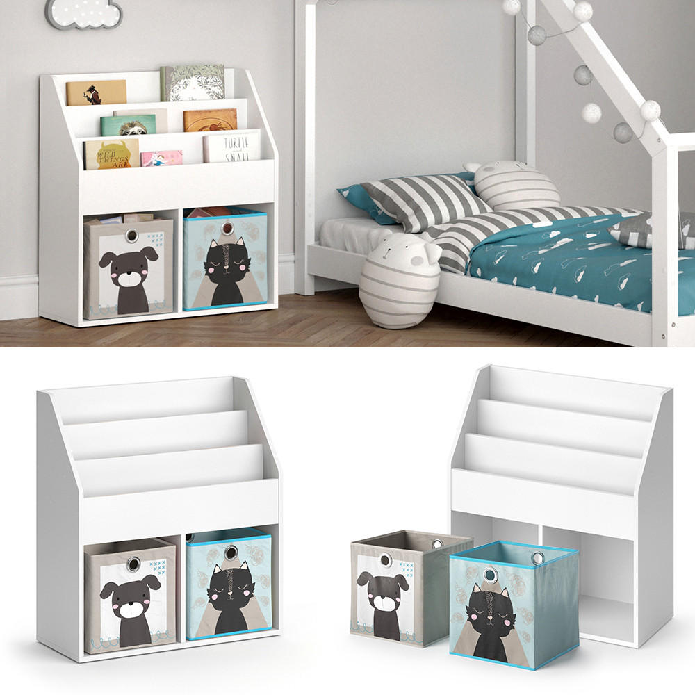 KINDERREGAL Luigi Weiß 72 x 79 cm mit 2 Faltboxen opt.4 - Weiß, Holzwerkstoff (72/79/30.7cm) - Vicco