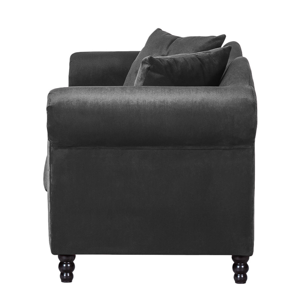 2-SITZER SOFA - Anthrazit/Schwarz, Buchenholz/Textil (185/84/79cm) - home24