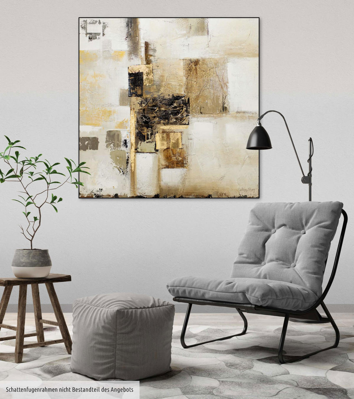 ÖLGEMÄLDE 80/80 cm - Beige/Goldfarben, Holz/Textil (1.68/80cm) - KUNSTLOFT