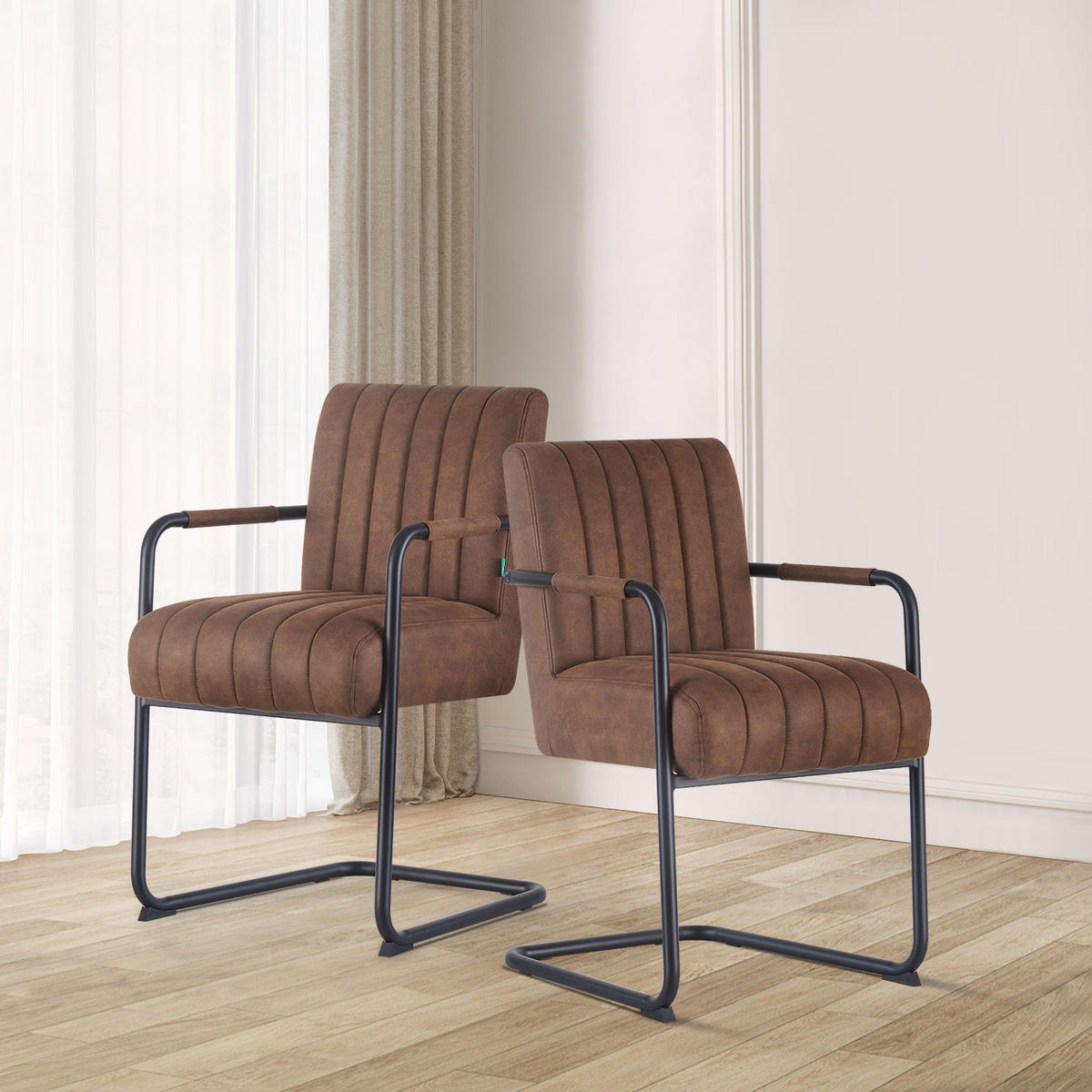 SCHWINGSTUHL BEN, 2er-Set Armlehnen Wildleder Optik Braun - Braun, Textil/Metall (53/87/62cm) - DUBI Möbel