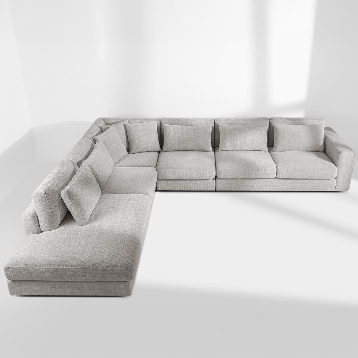 ECKSOFA XL links VERUS - Hellgrau, Holz/Holzwerkstoff (377/328cm) - KONSIMO®