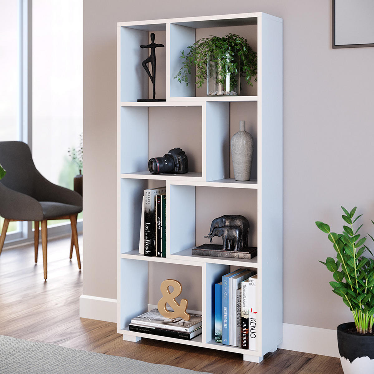 RAUMTEILER Domus Weiß 60.2 x 120 cm 8 Fächer - Weiß, Holzwerkstoff (60.2/120/20.1cm) - Vicco