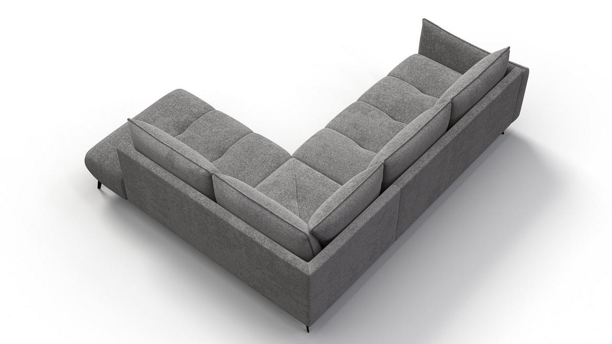 ECKSOFA AERA 5-Sitzer rechts, platingrau - Schwarz/Grau, Holz/Textil (268/206cm) - Courtois Laville