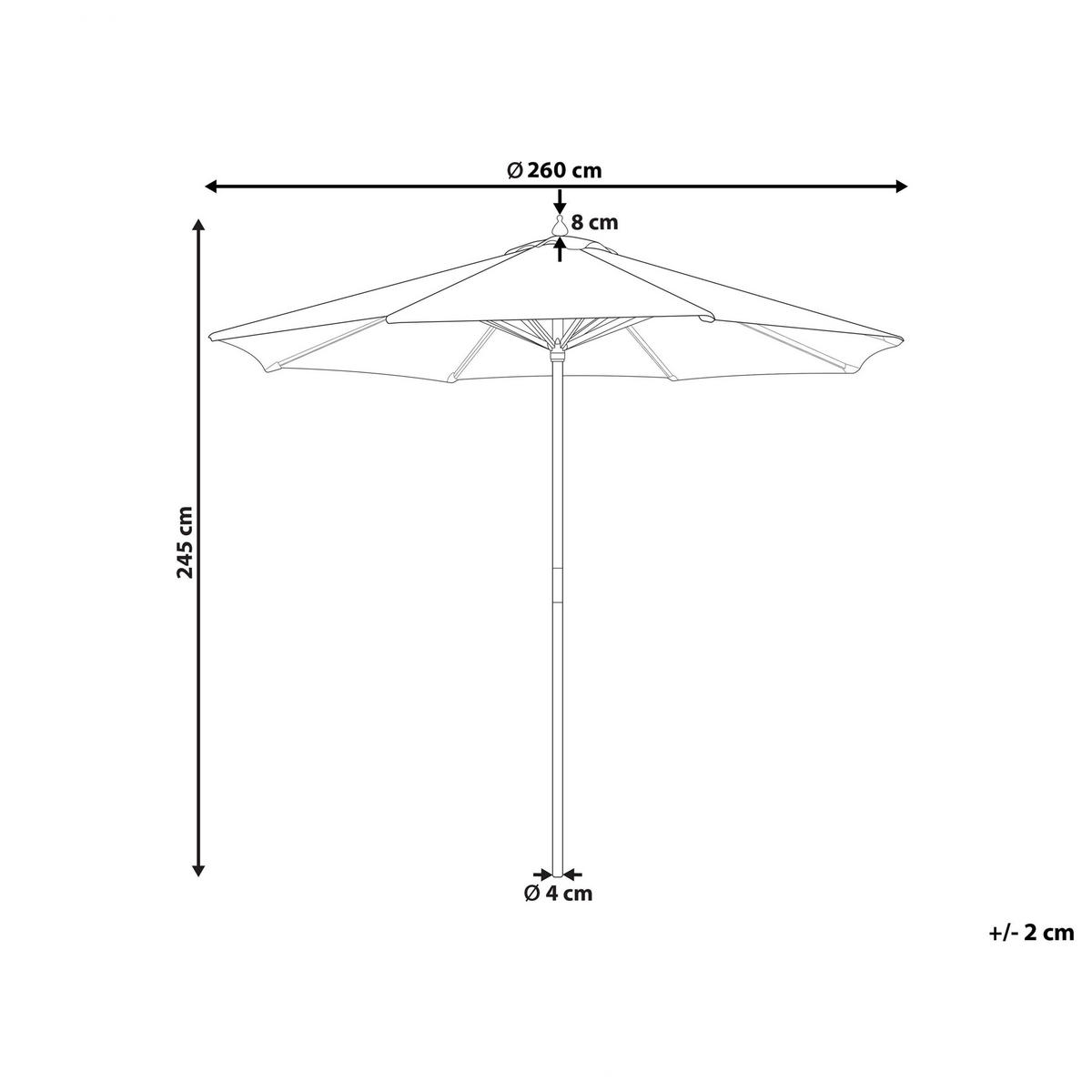 SONNENSCHIRM schwarz/weiß 260 cm Ferentillo - Schwarz/Weiß, Textil (260/260cm) - Beliani