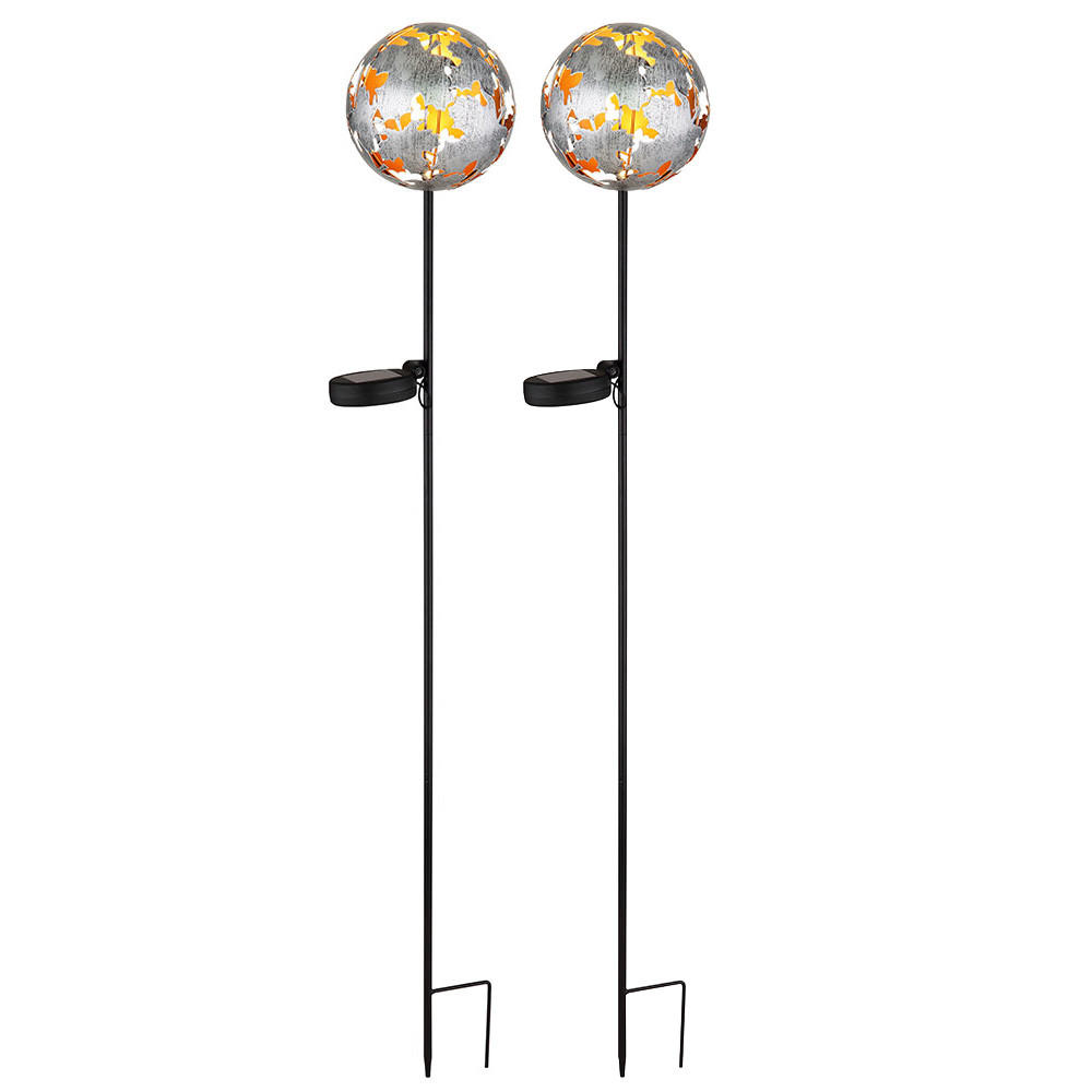 LED AUSSENLEUCHTE Metall Silber 2er Set - Silberfarben, Metall (12/12/91.5cm) - Globo Lighting
