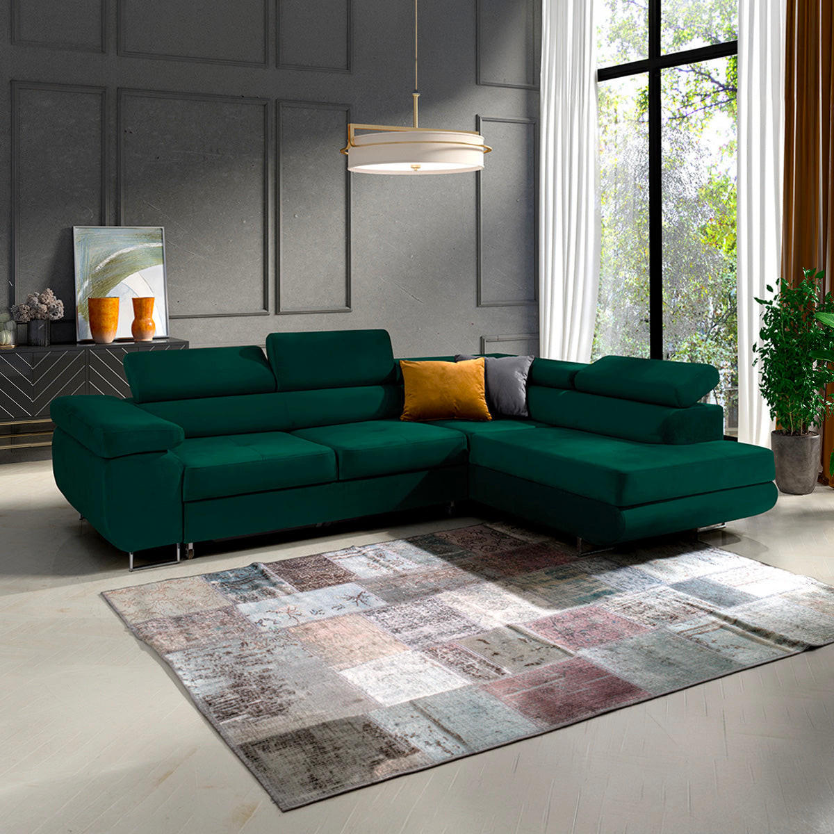 ECKSOFA Wilson 4 Sitzplätze Tannengrün - Grün, Holzwerkstoff (271/201cm) - Petits-meubles