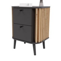 NACHTTISCH grau, Eiche Artisan 45 cm, Nachtkommode Boxspringbett geeignet - Schwarz/Eiche Artisan, Holzwerkstoff/Metall (33/60/45cm) - Inn.Furn