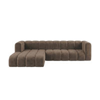 ECKSOFA Modulares In L-Form, Velvet-Stoff Riviera, Braun, Links, GRAND 287 cm - Braun, Holz (287/179cm) - Kaiser Möbel