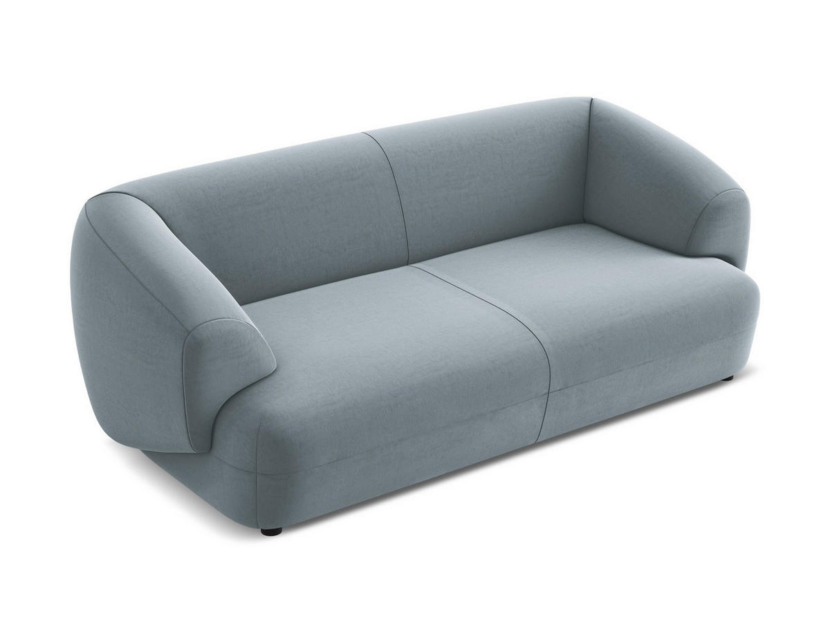 3-SITZER SOFA Samt Stoff Blau - Blau/Schwarz, Kunststoff/Textil (212/81/98cm) - Makamii