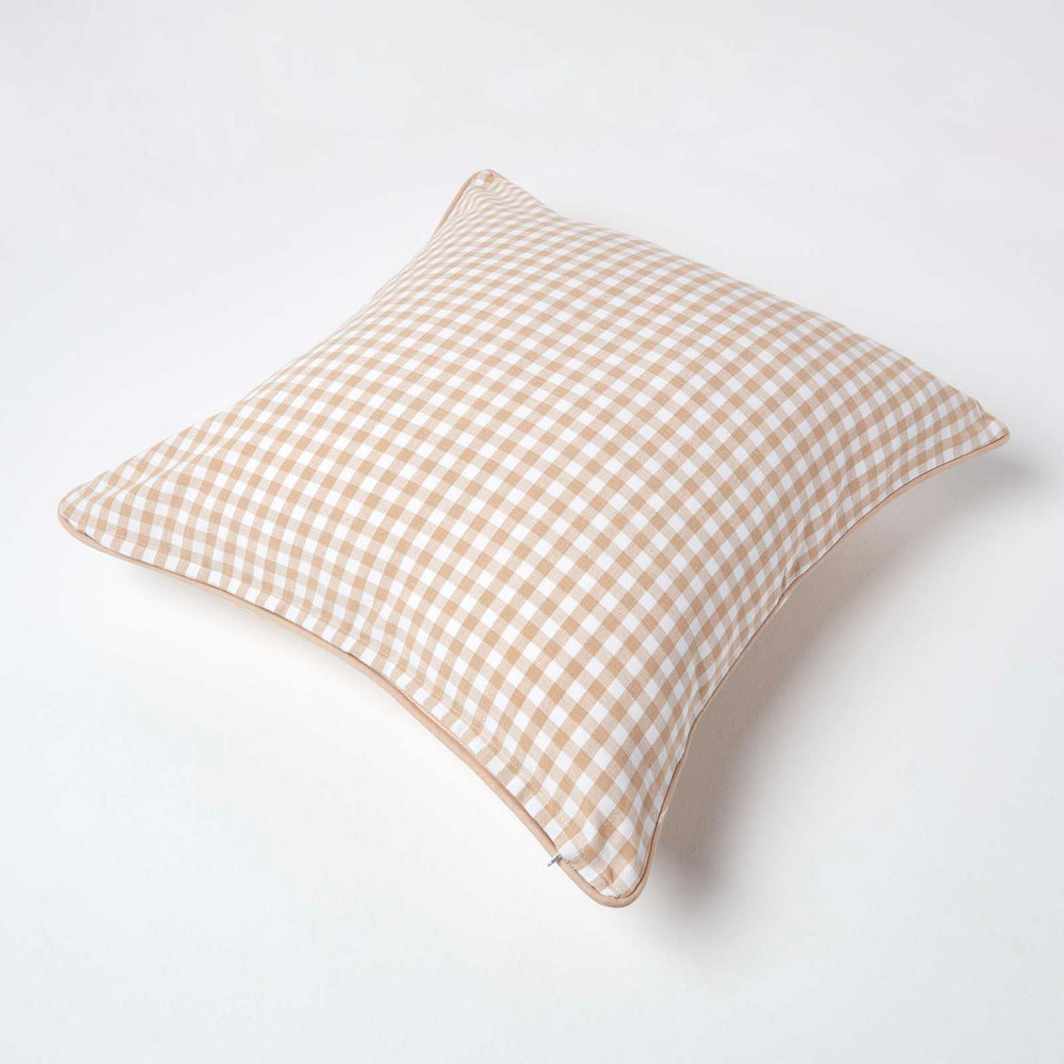 KISSENHÜLLE Vichy-Karo 60/60 cm, 100% Baumwolle - Beige, Textil (60/60cm) - Homescapes