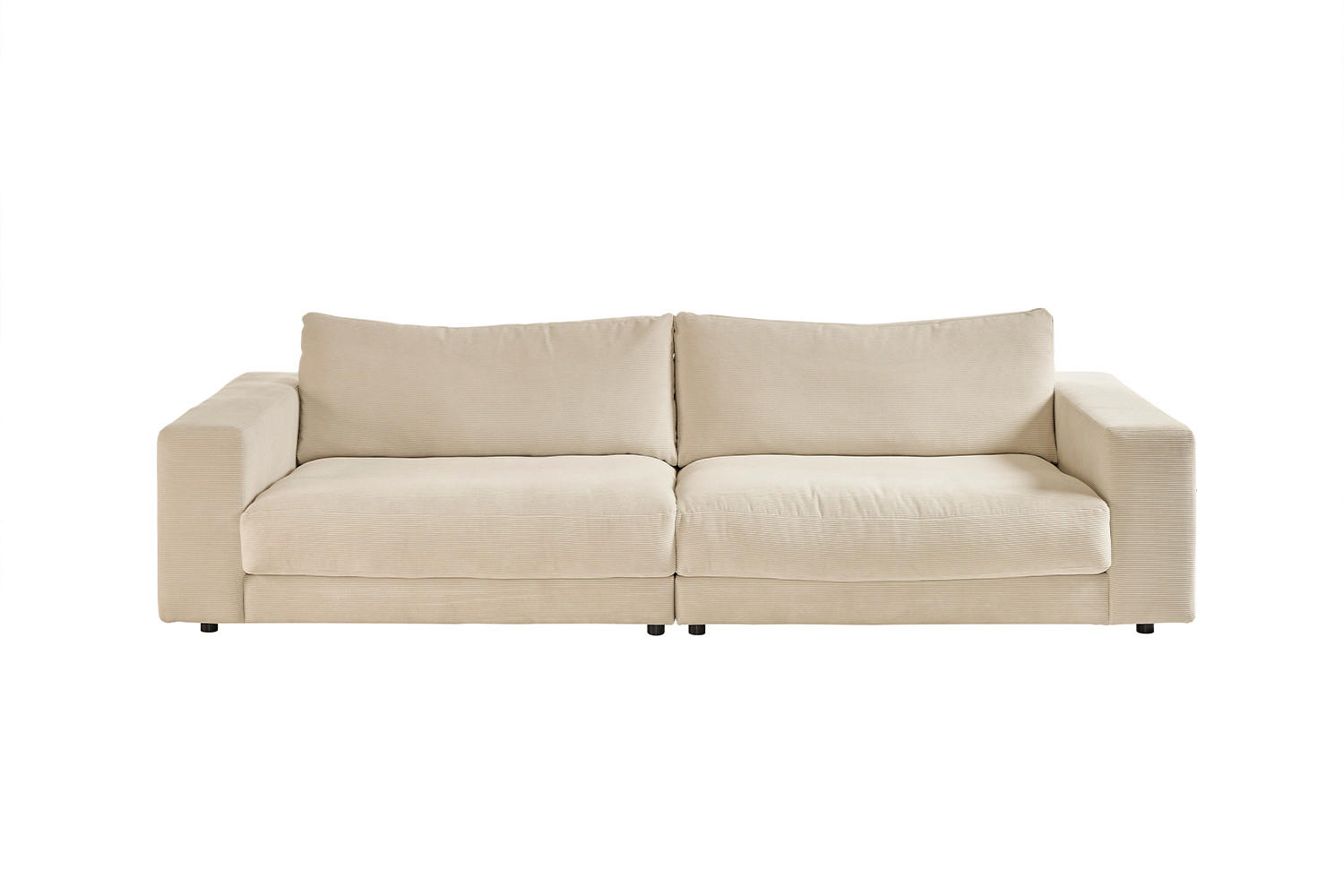 SOFA 3-SITZER MADELINE Cremeweiß Cord - Creme/Schwarz, Textil (290/85/127cm) - KAWOLA