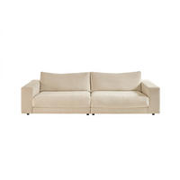 SOFA 3-SITZER MADELINE Cremeweiß Cord - Creme/Schwarz, Textil (290/85/127cm) - KAWOLA