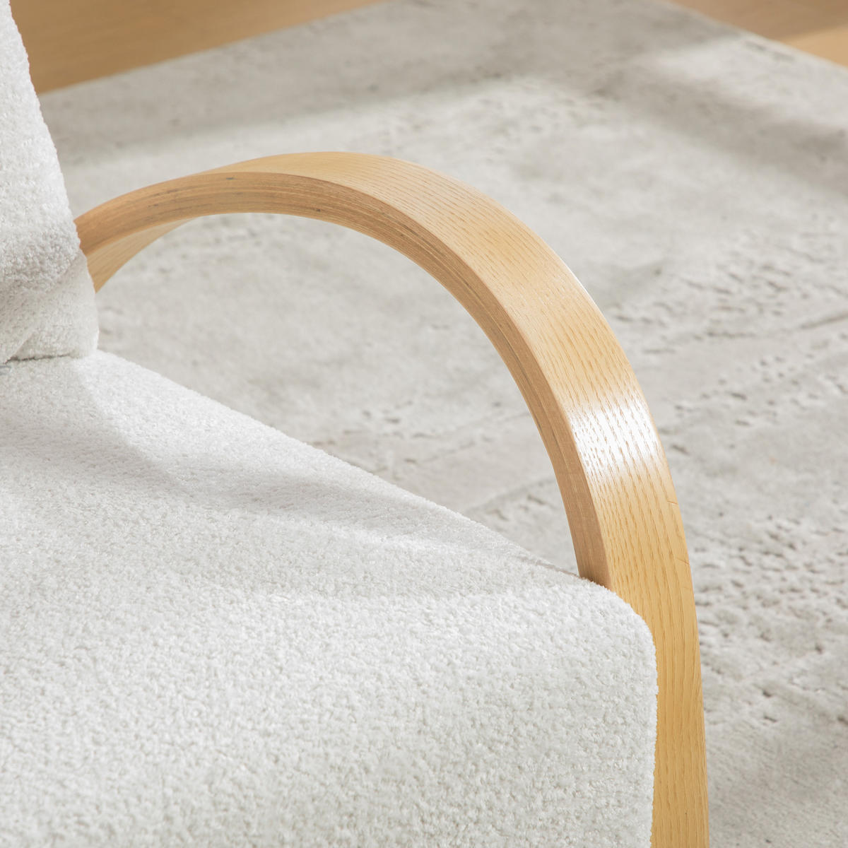 LOUNGESESSEL Chenille-Bezug mit Holzgestell, DE-42403, Elfenbein - Creme, Holz (82/83.5/70cm) - ComfortXL