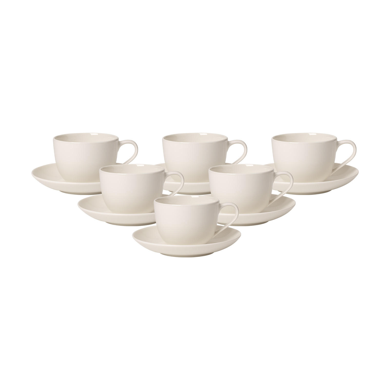 KAFFEETASSEN MIT UNTERTASSEN For Me weiß 160 ml 6er Set - Weiß, Keramik (14.8/8.8/14.8cm) - Villeroy & Boch