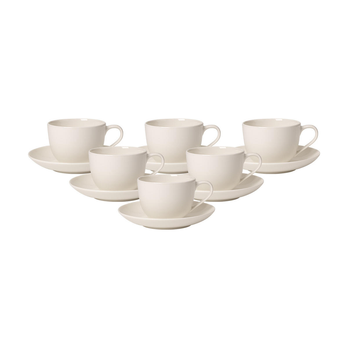 KAFFEETASSEN MIT UNTERTASSEN For Me weiß 160 ml 6er Set - Weiß, Keramik (14.8/8.8/14.8cm) - Villeroy & Boch