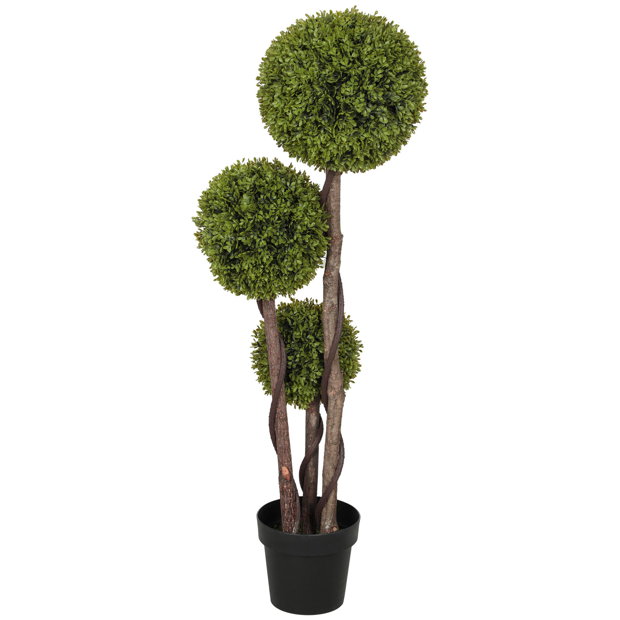 KÜNSTLICHER Buchsbaum, Kunstpflanze, realistisches Aussehen, Outdoor, Grün + Schwarz - Grün, Kunststoff/Stein (115cm) - FORIOUS