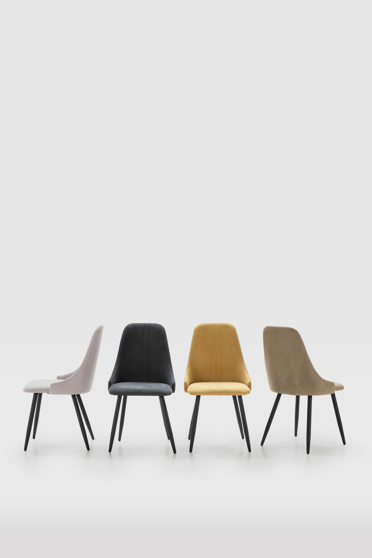 ESSZIMMERSTUHL Mani Schwarz 50/57/47 cm 4er-Set - Sandfarben, Textil (57/47/50cm) - Calicosy