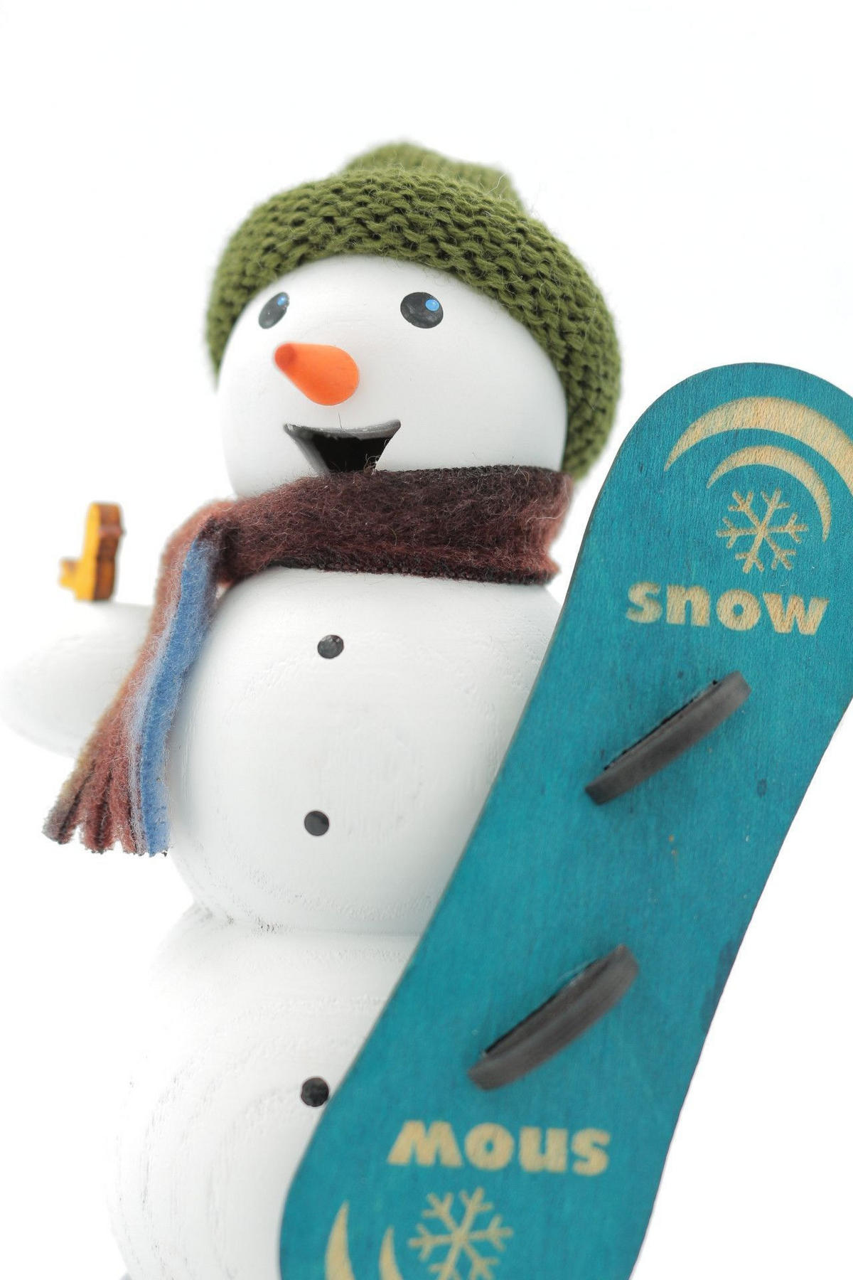 RAUCHFIGUR Schneemann mit Snowboard 13 cm - Multicolor, Holz (6/13/10cm)