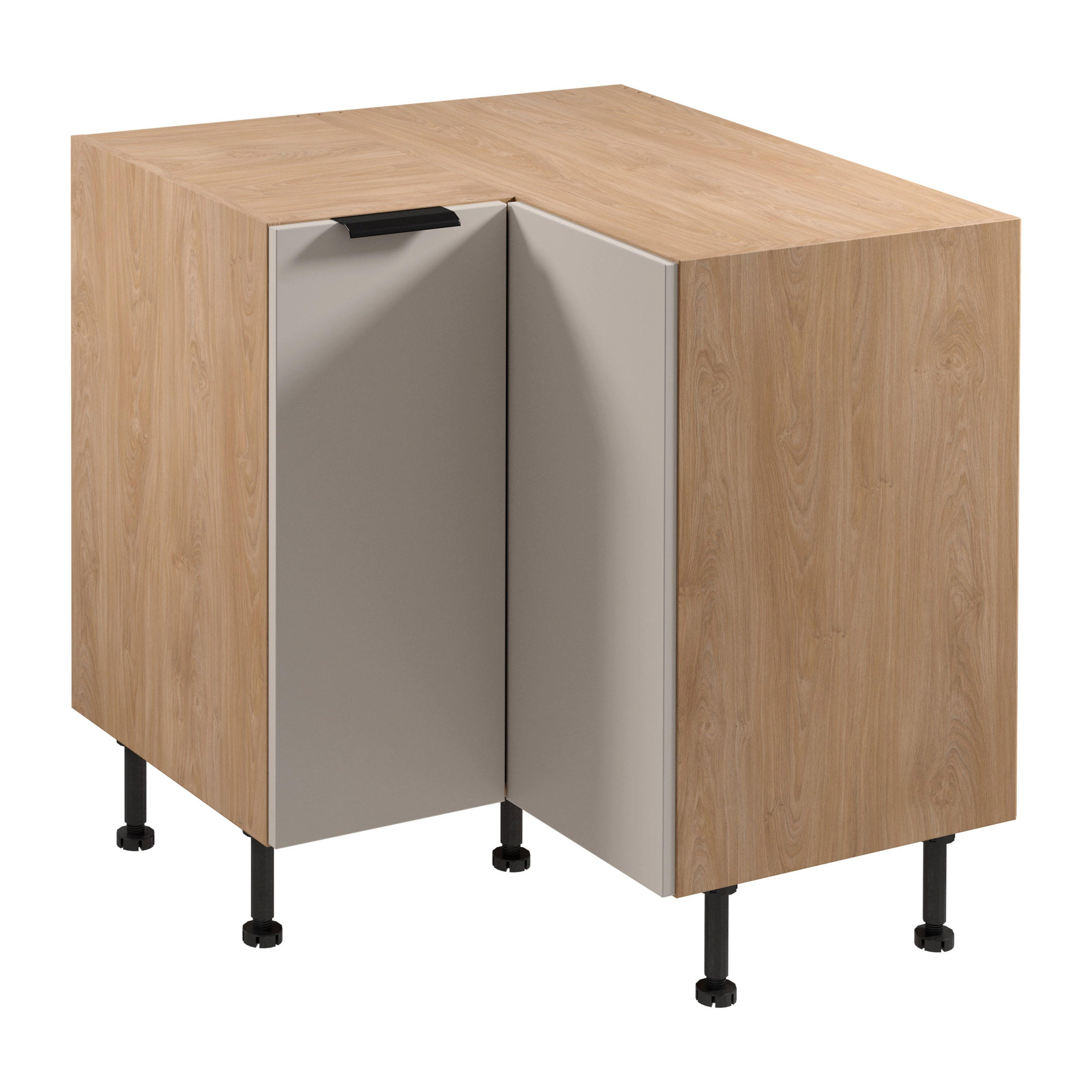ECKUNTERSCHRANK D90N – Sorento Beige Sonoma Eiche – L-Form, Ecke voll nutzbar – Beige / Sonoma Eiche - Beige/Sonoma Eiche, Holzwerkstoff (84/87/84cm) - ROYAL24_MARKT