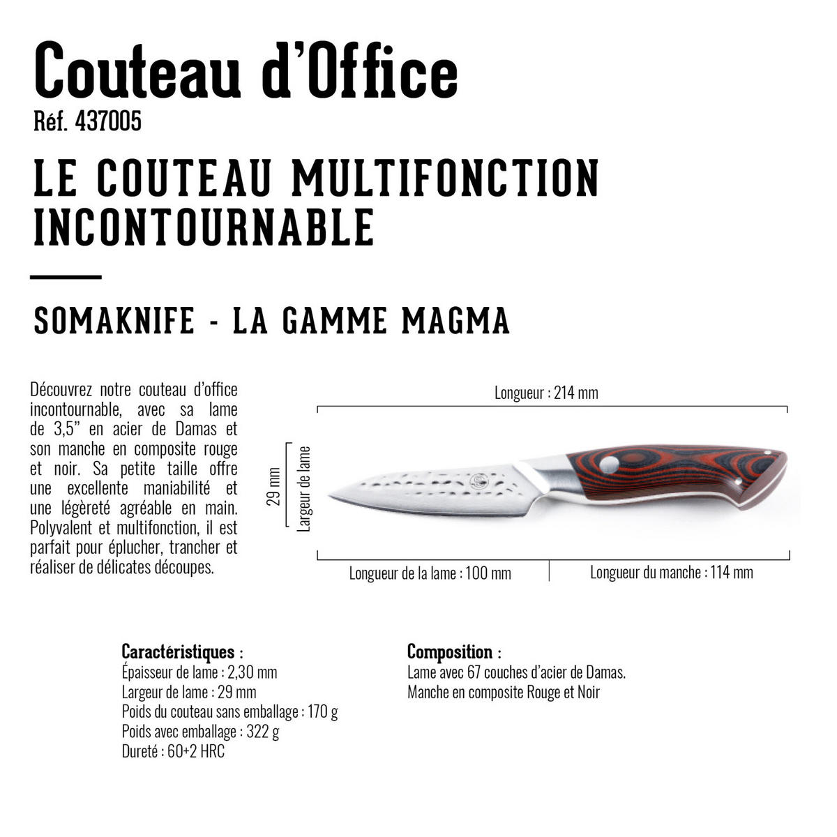 OFFICE-MESSER 3,5 Zoll - Rot, Metall (28.5cm) - Somagic