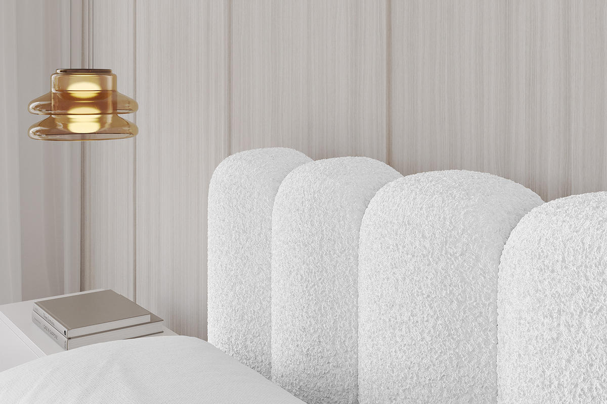 POLSTERBETT mit Bettkasten und Lattenrost, Boxbett ohne Matratze - SENA-v1 120x200 Weiß - Weiß, Holzwerkstoff/Textil (120/200cm) - ALTDECOR