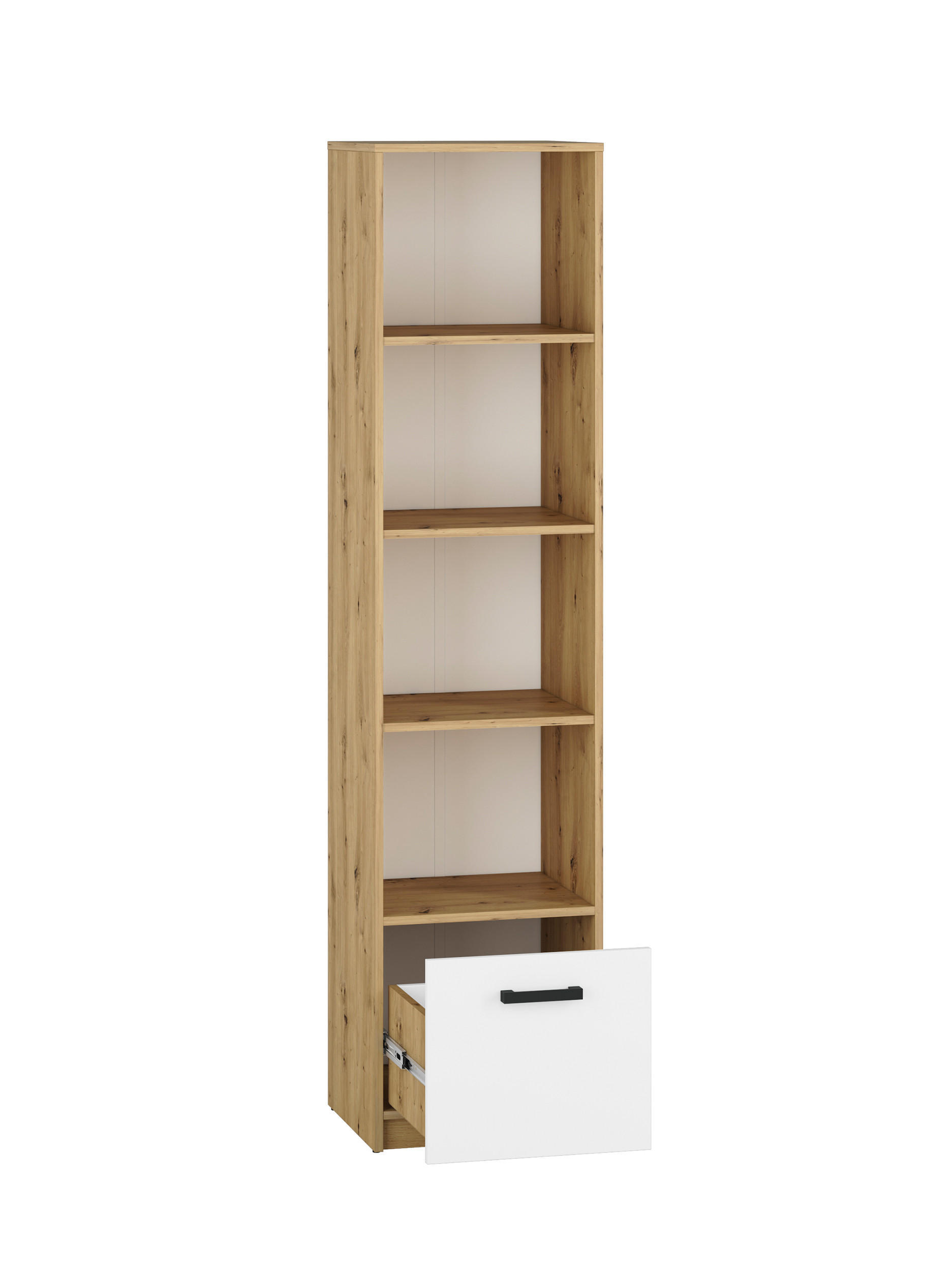 BÜCHERREGAL Fini Artisan Eiche / weiß 45 / 42 / 191cm - Braun/Weiß, Holz/Holzwerkstoff (45/191/42cm) - Feldmann-Wohnen