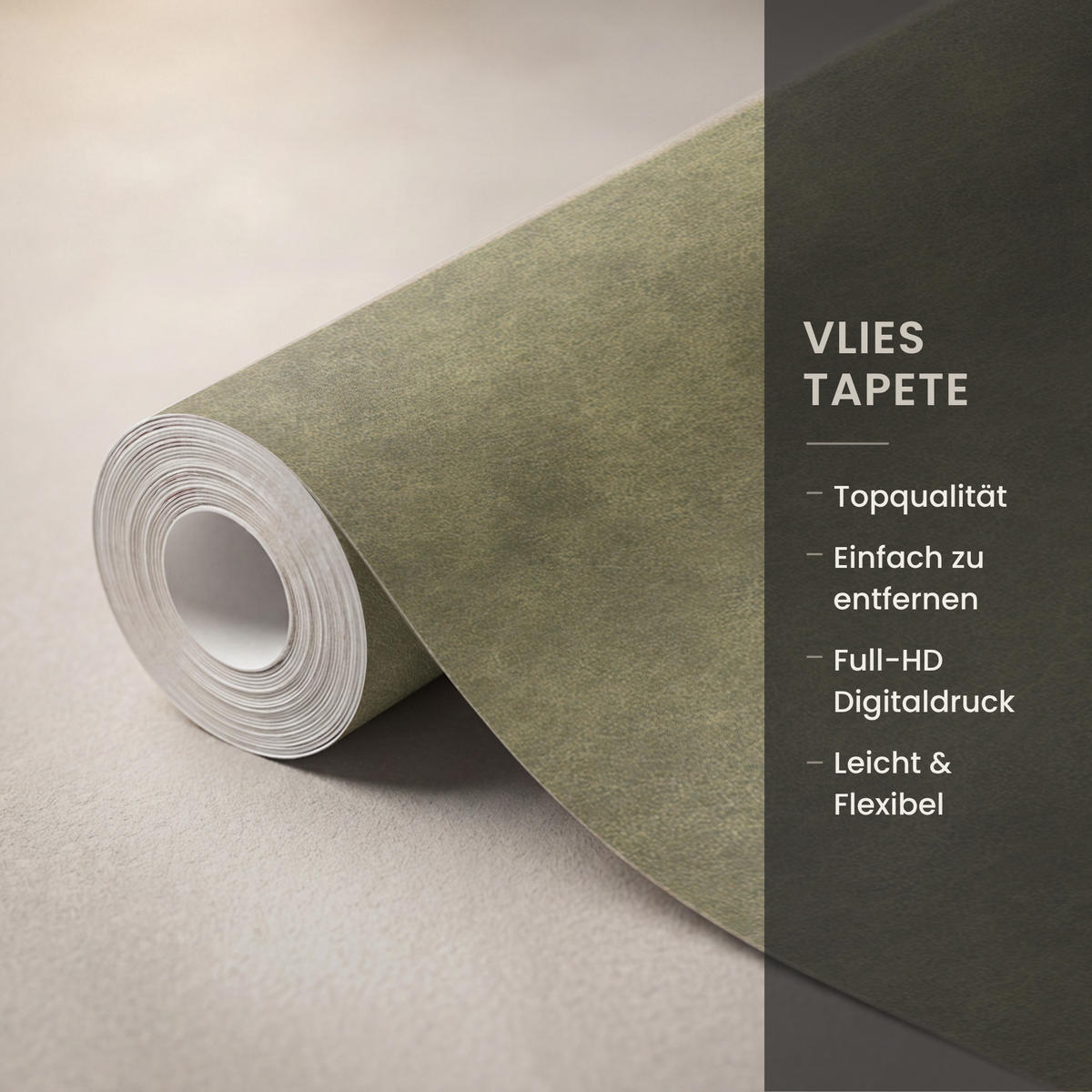 TAPETE - Textur - Abstrakt - Grün - 160x200 cm - Olivgrün, Papier (160/200cm) - OnlyWow