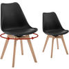 STUHL 2er Set, drehbar, Kunstleder, Massivholz, Schwarz - Buchefarben/Schwarz, Holz/Kunststoff (48/83/58.5cm) - Woltu